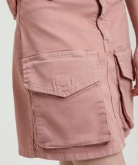 Saia-Sarja-Feminina-Curta-Cargo-com-Bolsos-Rose-9363576-Rose_1