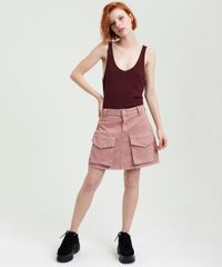 Saia-Sarja-Feminina-Curta-Cargo-com-Bolsos-Rose-9363576-Rose_2
