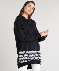 Blusao-Feminino-Longo-Missoni-Etnico-em-Moletom-com-Capuz-Preto-9301747-Preto_1