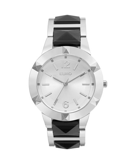 Relógio Euro Feminino Spike Road EU2035YMA/3K - Prata,preto Menor preço em Relógio Euro Feminino Spike Road EU2035YMA/3K - Prata,preto