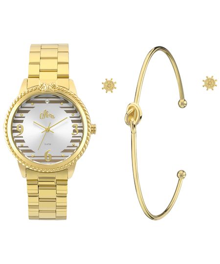 Kit Relógio Allora Feminino Ao mar AL2035FKS/K4K - Dourado Menor preço em Kit Relógio Allora Feminino Ao mar AL2035FKS/K4K - Dourado