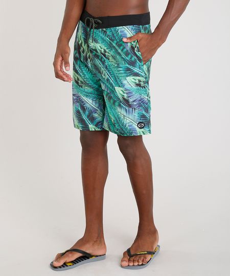 Bermuda Surf Masculina Blueman Estampada Florestal Verde Menor preço em Bermuda Surf Masculina Blueman Estampada Florestal Verde