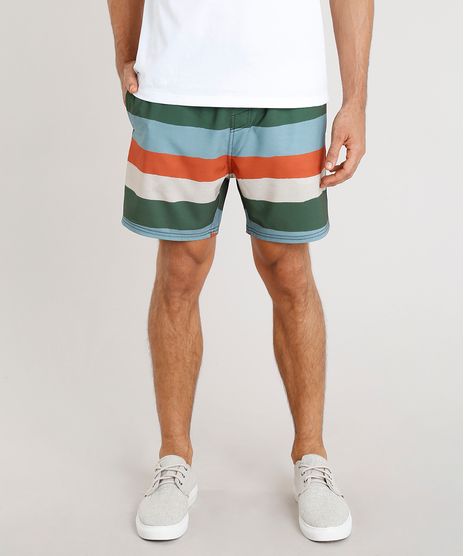 Short-Masculino-Agua-de-Coco-Listrado-com-Bolsos-Verde-Escuro-9255098-Verde_Escuro_1
