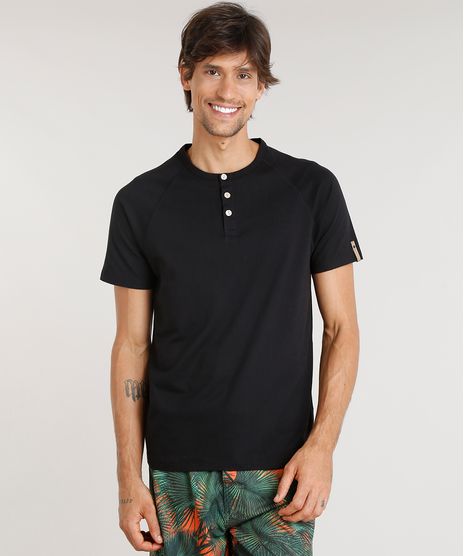 Camiseta-Masculina-Agua-de-Coco-com-Botoes-Manga-Curta-Gola-Careca-Preta-9282779-Preto_1