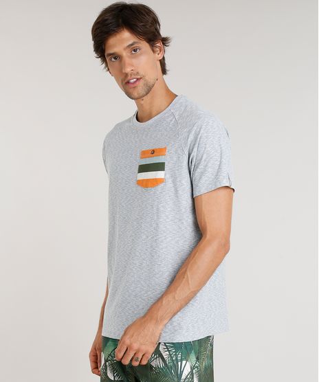 Camiseta-Masculina-Agua-de-Coco-com-Bolso-Listrado-Manga-Curta-Gola-Careca-Cinza-Mescla-9344822-Cinza_Mescla_1