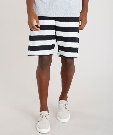 Bermuda-Masculina-Blueman-Estampada-Listrada-em-Moletom-Preta-9329695-Preto_1