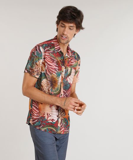 Camisa-Masculina-Agua-de-Coco-Estampada-Corais-Manga-Curta-Coral-9334915-Coral_1