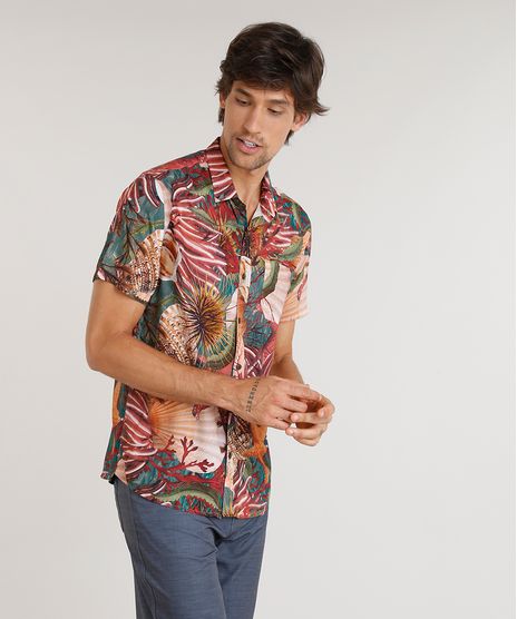 Camisa-Masculina-Agua-de-Coco-Estampada-Corais-Manga-Curta-Coral-9334915-Coral_1