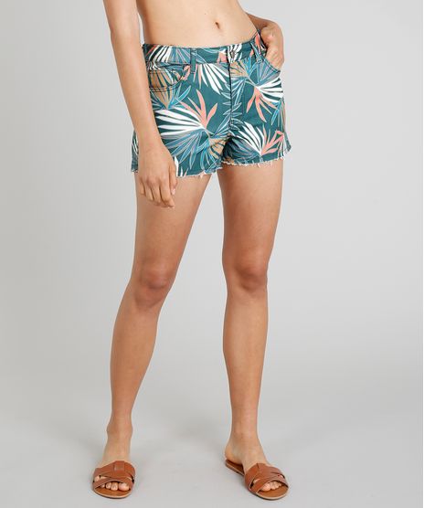 Short-Feminino-Vintage-Cia--Maritima-Estampado-Folhagem-Verde-Escuro-9369494-Verde_Escuro_1