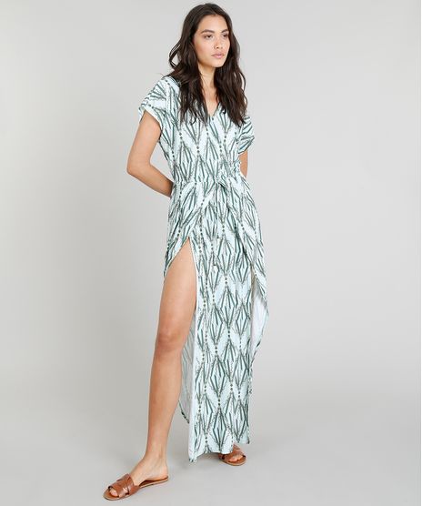 Saida-de-Praia-Longa-Feminina-Cia--Maritima-Estampada-Indian-com-Fendas-com-Protecao-UV50--Verde-Claro-9276240-Verde_Claro_1