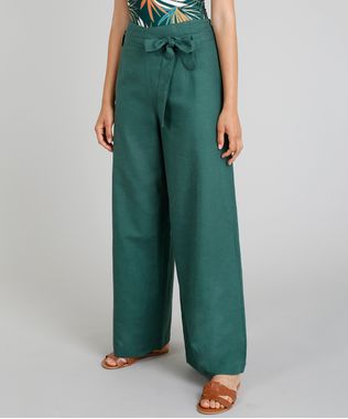 Calca-Pantalona-Feminina-Cia--Maritima-com-Faixa-para-Amarracao-Verde-Escuro-9274620-Verde_Escuro_1
