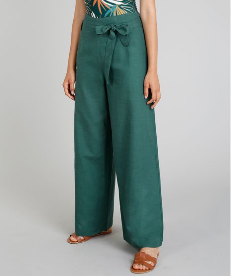 Calca-Pantalona-Feminina-Cia--Maritima-com-Faixa-para-Amarracao-Verde-Escuro-9274620-Verde_Escuro_1