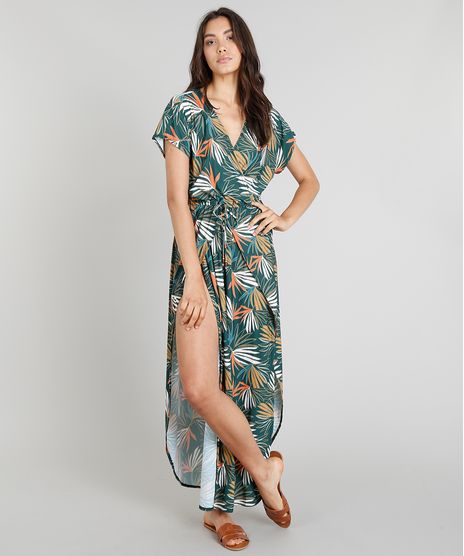 Saida-de-Praia-Longa-Feminina-Cia--Maritima-Estampada-Folhagem-com-Fendas-com-Protecao-UV50--Verde-Escuro-9276706-Verde_Escuro_1