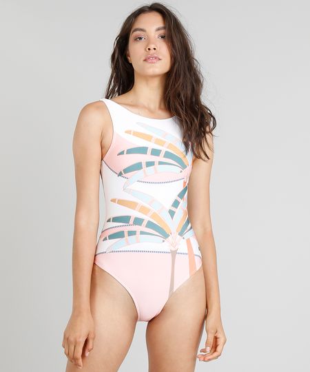 Maiô Body Cia. Marítima Estampado Folhagem Sem Bojo com Proteção UV50+ Off White Menor preço em Maiô Body Cia. Marítima Estampado Folhagem Sem Bojo com Proteção UV50+ Off White