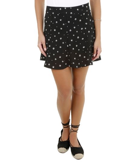 Saia-Evase-com-Estampa-de-Patinhas-Preta-8175405-Preto_1