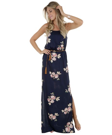 Vestido-Longo-Floral-com-Cinto-Azul-Marinho-8185705-Azul_Marinho_1
