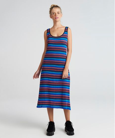 Vestido-Feminino-Midi-Mindset-em-Trico-Listrado-com-Fendas-Azul-Royal-9394374-Azul_Royal_1