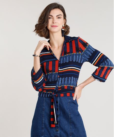 Camisa-Feminina-Canelada-Listrada-com-No-Manga-Longa-Azul-Marinho-9306036-Azul_Marinho_1