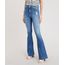 Calca-Jeans-Feminina-Flare-Cintura-Alta-com-Recorte-na-Barra-Azul-Medio-9271821-Azul_Medio_1