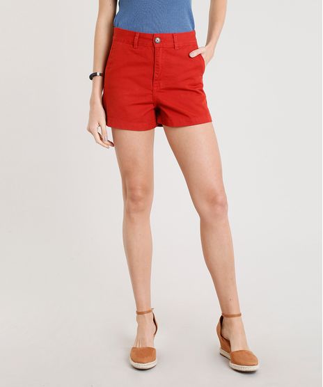 Short-de-Sarja-Feminino-Cintura-Alta-Vermelho-9352634-Vermelho_1