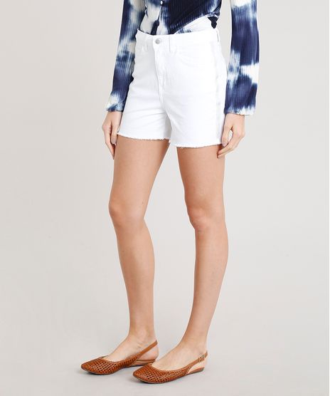 Short-de-Sarja-Feminino-Reto-Alto-com-Faixa-de-Lurex-Branco-9346389-Branco_1