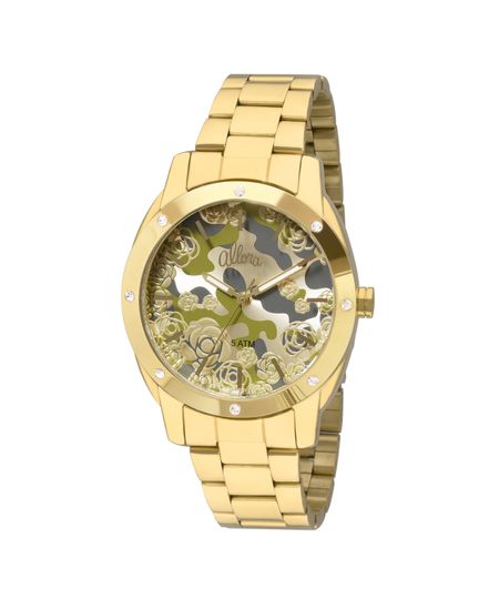 Relógio Allora Feminino Camoflower AL2036FFR/4D - Dourado Menor preço em Relógio Allora Feminino Camoflower AL2036FFR/4D - Dourado