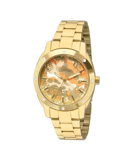 Relógio Allora Feminino Camoflower AL2036FFR/4L - Dourado Menor preço em Relógio Allora Feminino Camoflower AL2036FFR/4L - Dourado