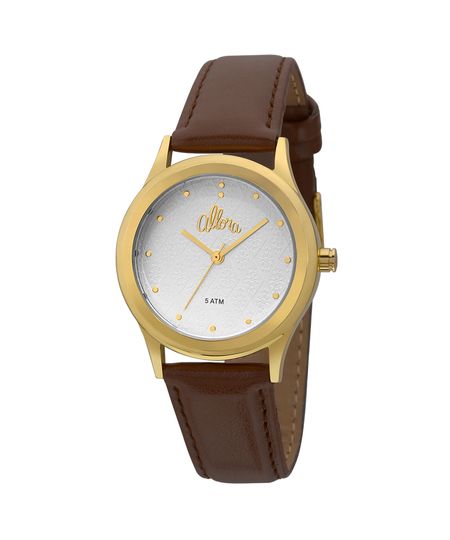 Relógio Allora Feminino Flores Geométricas AL2035FDU/2K - Marrom Menor preço em Relógio Allora Feminino Flores Geométricas AL2035FDU/2K - Marrom