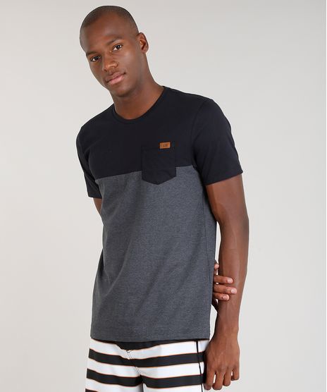 Camiseta-Masculina-Bicolor-Blueman-com-Bolso-Manga-Curta-Gola-Careca-Cinza-Mescla-Escuro-9344824-Cinza_Mescla_Escuro_1