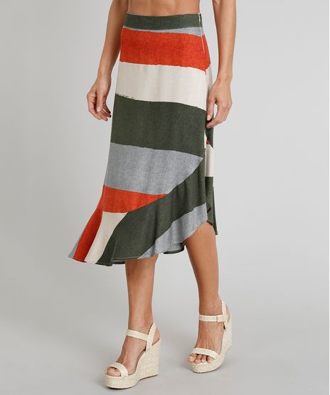 Saia-Feminina-Midi-Agua-de-Coco-Estampada-Listrada-com-Babado-Verde-Escuro-9254206-Verde_Escuro_1