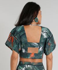 Blusa-Feminina-Cropped-Agua-de-Coco-Estampada-Palmeira-com-No-Manga-Curta-Decote-V-Verde-Escuro-9266225-Verde_Escuro_3