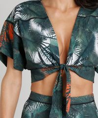 Blusa-Feminina-Cropped-Agua-de-Coco-Estampada-Palmeira-com-No-Manga-Curta-Decote-V-Verde-Escuro-9266225-Verde_Escuro_4