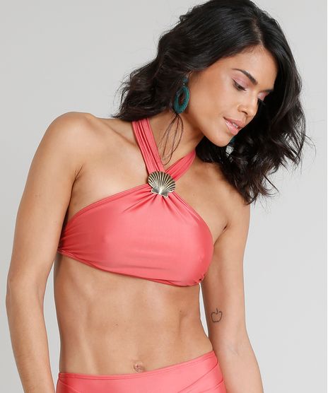 Biquini-Top-Halter-Neck-Agua-de-Coco-com-Concha-Sem-Bojo-Protecao-UV50--Coral-9281496-Coral_1