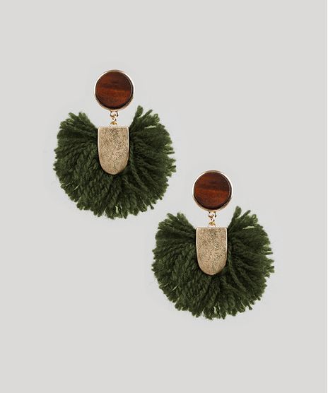 Brinco-Feminino-Agua-de-Coco-Madeira-com-Tassel-Verde-Escuro-9276459-Verde_Escuro_1