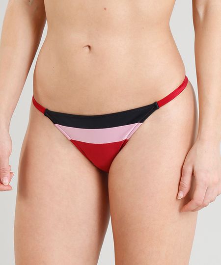 Biquíni Calcinha Tanga Triya Color Block com Proteção UV50+ Vermelho Menor preço em Biquíni Calcinha Tanga Triya Color Block com Proteção UV50+ Vermelho