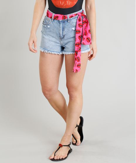 Short-Jeans-Feminino-Triya-Vintage-com-Lenco-Estampado-Bocas-Azul-Claro-9331784-Azul_Claro_1