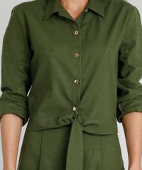 Camisa-Feminina-Agua-de-Coco-Cropped-em-Linho-Bordada-de-Coqueiros-Manga-Longa-Verde-Escuro-9254744-Verde_Escuro_4