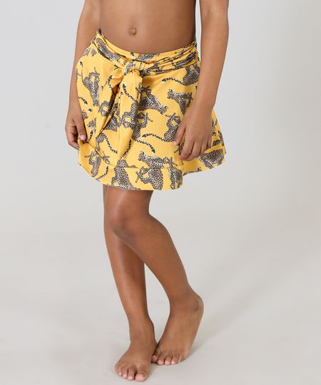Saia-Infantil-Triya-Estampada-Leopardo-com-Protecao-UV50--Mostarda-9285610-Mostarda_1