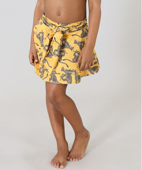 Saia-Infantil-Triya-Estampada-Leopardo-com-Protecao-UV50--Mostarda-9285610-Mostarda_1