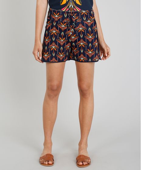 Short-Feminino-Cia--Maritima-Estampado-Boho-Chic-com-Lace-Up-Azul-Marinho-9264323-Azul_Marinho_1