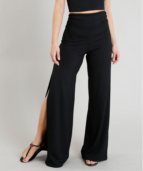 Calca-Pantalona-Feminina-Triya-Canelada-com-Fenda-Preta-9316966-Preto_1
