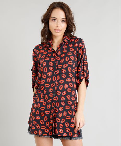 Chemise-Feminino-Triya-Estampado-Bocas-Manga-Curta-Preta-9258646-Preto_1