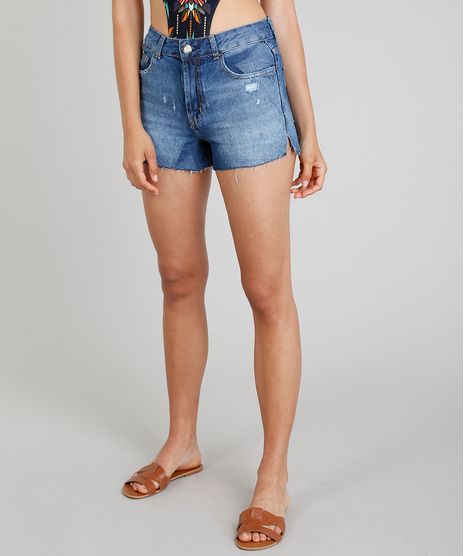 Short-Jeans-Feminino-Vintage-Cia--Maritima-com-Puidos-Azul-Escuro-9331771-Azul_Escuro_1
