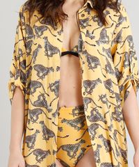 Chemise-Longo-Feminino-Triya-Estampado-Leopardo-com-Fenda-Manga-Curta-Mostarda-9258652-Mostarda_4