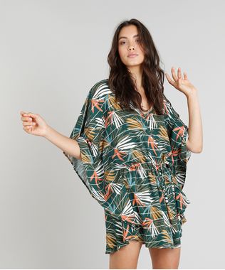 Saida-de-Praia-Kaftan-Cia--Maritima-Estampada-Folhagem-Curta-Verde-Escuro-9255988-Verde_Escuro_1