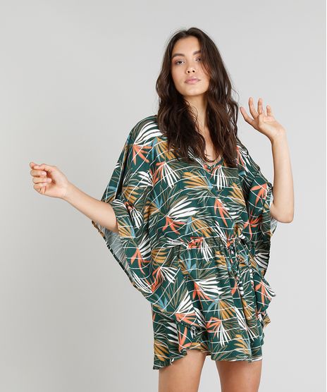 Saida-de-Praia-Kaftan-Cia--Maritima-Estampada-Folhagem-Curta-Verde-Escuro-9255988-Verde_Escuro_1