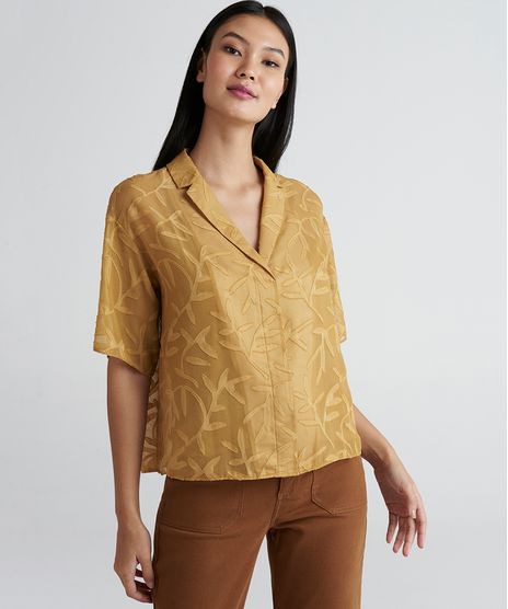 Camisa-Cropped-com-Textura-Feminina-Mindset-Manga-Curta-Mostarda-9385641-Mostarda_1