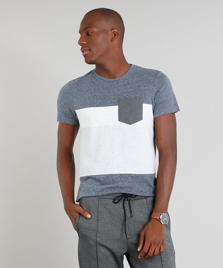 Camiseta-Masculina-Slim-Fit-com-Recortes-Manga-Curta-Gola-Careca-Cinza-Mescla-Escuro-9351631-Cinza_Mescla_Escuro_1
