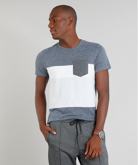 Camiseta-Masculina-Slim-Fit-com-Recortes-Manga-Curta-Gola-Careca-Cinza-Mescla-Escuro-9351631-Cinza_Mescla_Escuro_1