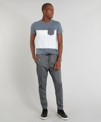Camiseta-Masculina-Slim-Fit-com-Recortes-Manga-Curta-Gola-Careca-Cinza-Mescla-Escuro-9351631-Cinza_Mescla_Escuro_3